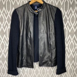 Vintage Ann Taylor Moto Jacket in Leather & Wool Size: Small